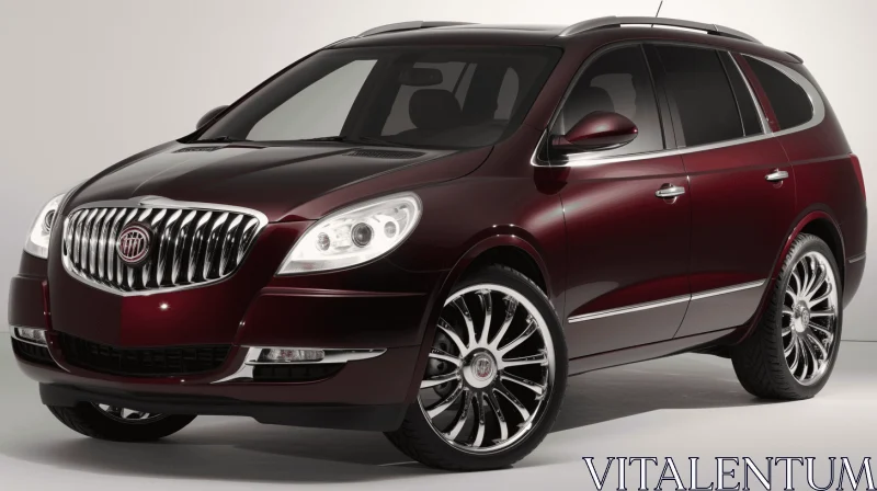 2012 Buick Enclave: Hyper-Realistic Maroon Car with Sleek Headlight Design AI Image