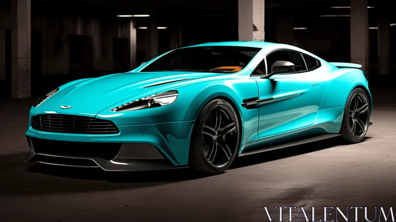 Captivating Aston Martin Car Photo: Dark Aquamarine and Cyan Style AI Image