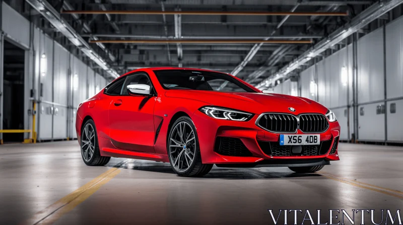 Captivating Red BMW 8 Series Coupe in Dramatic Lighting AI Image