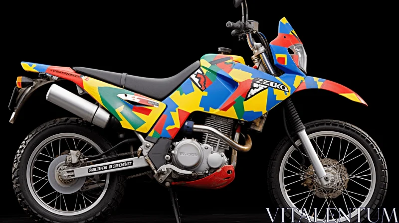 Colorful Dirt Bike - Neo-Geo Design - Folkloric Elements AI Image