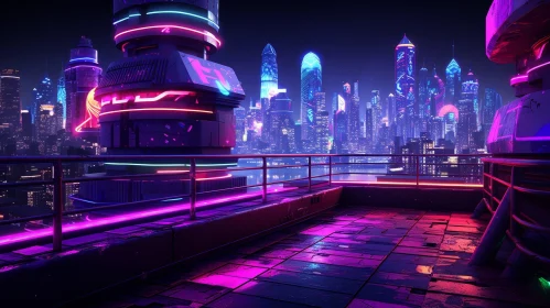 Dark Cyberpunk Cityscape with Neon Lights