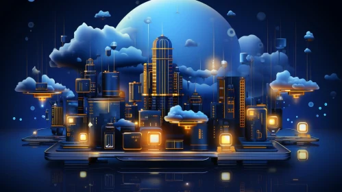 Futuristic Cityscape Art - Digital Painting of a Sci-Fi Urban Environment