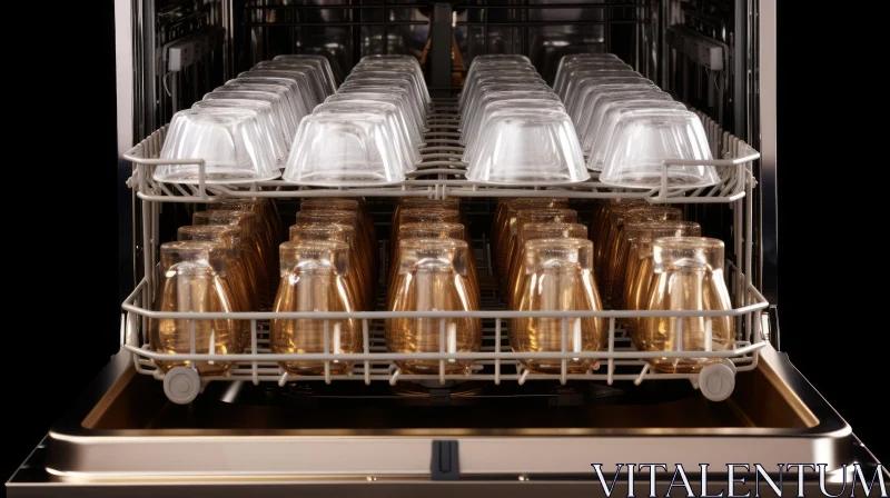 Modern Dishwasher with Glass Racks AI Image