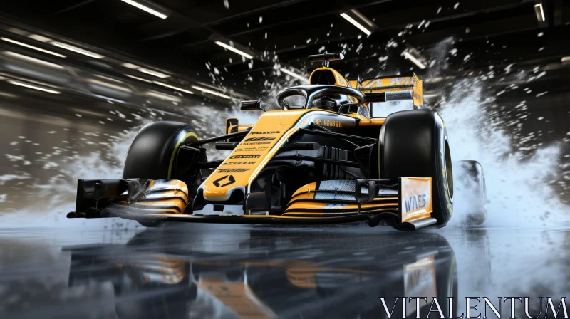 Speed and Thrills: Formula 1 Racing on Wet Track AI Image