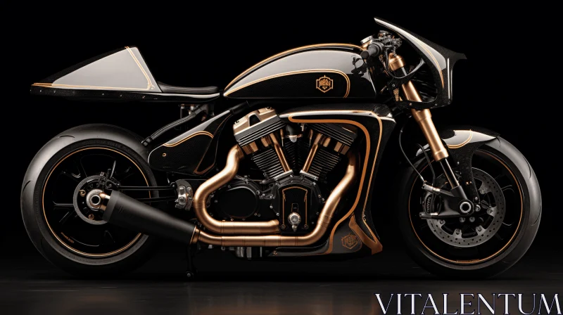 Stunning Black and Gold Motorcycle with Graphic Lines AI Image