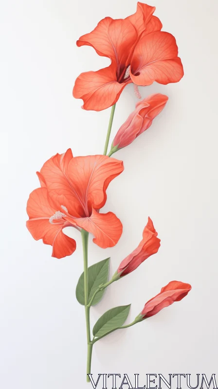 Stunning Red Flower Illustration with Delicate Cutouts AI Image