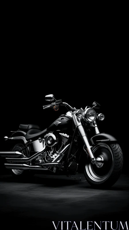 Black and White Motorcycle on Black Background - Photorealistic Art AI Image