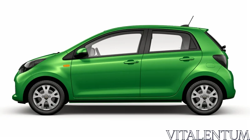 Captivating Green Hatchback Car Artwork on White Background AI Image