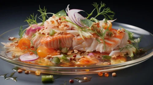 Delicious Salmon Ceviche with Fresh Vegetables and Herbs