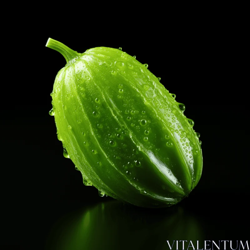 Captivating Green Fruit on Dark Background | Traditional Artistic Techniques AI Image