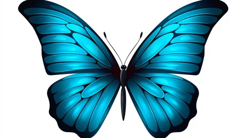 Striking Blue Butterfly Illustration against White Background