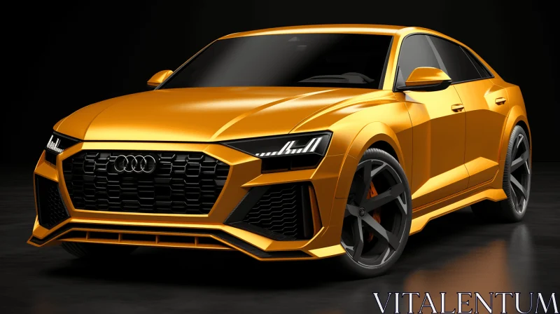 Yellow Audi Q7 3D Rendering | Realistic Chiaroscuro Lighting AI Image