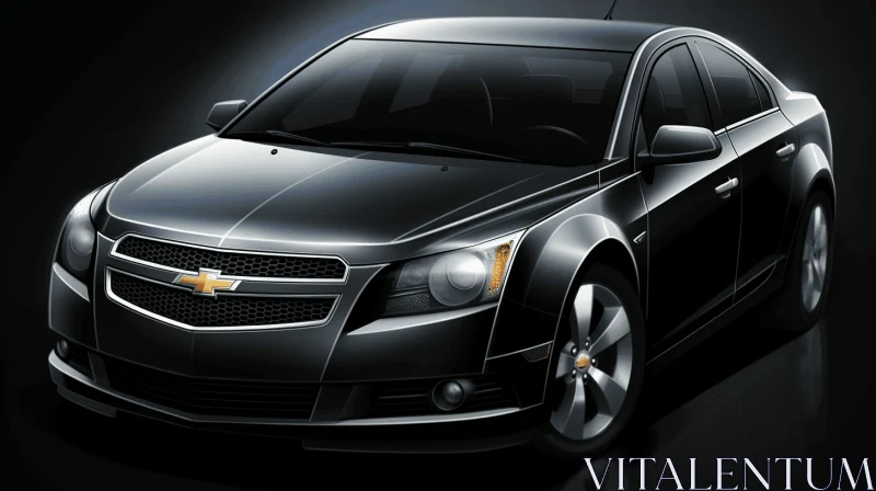 Black Chevrolet Cruze Car - Realistic Depiction with Painterly Lines AI Image