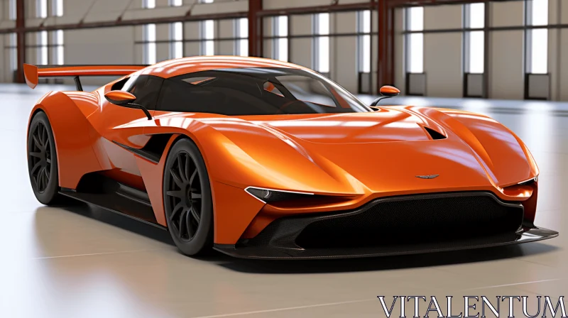 Captivating Orange Sports Car in an Indoor Garage | Realistic Renderings AI Image