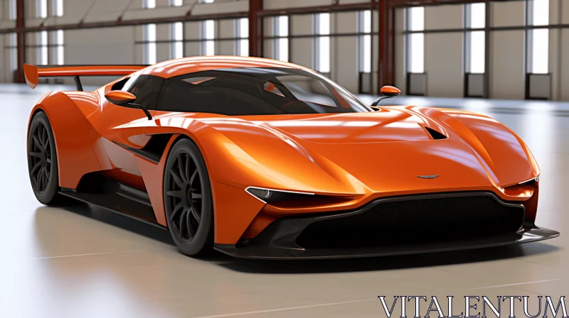 Captivating Orange Sports Car in an Indoor Garage | Realistic Renderings