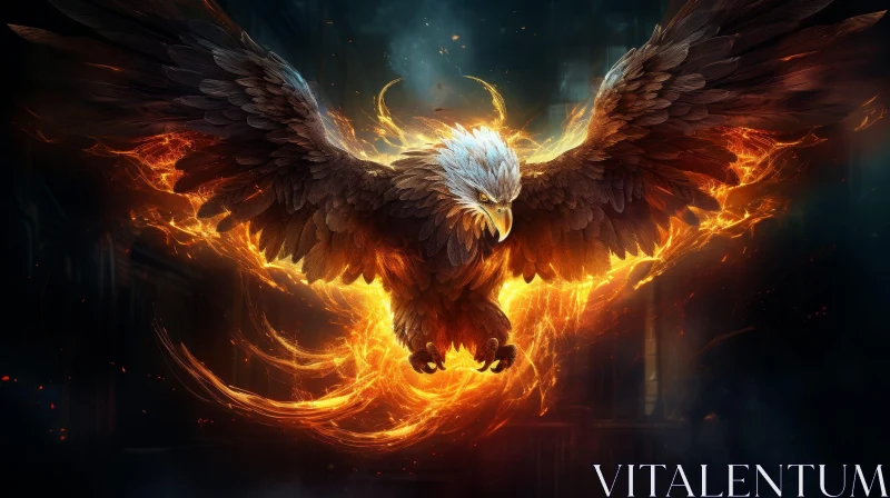Eagle in Flames Digital Painting AI Image