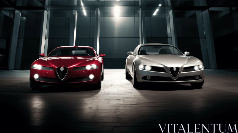 Stunning Alfa Romeo Sports Cars in Contrast Lighting AI Image