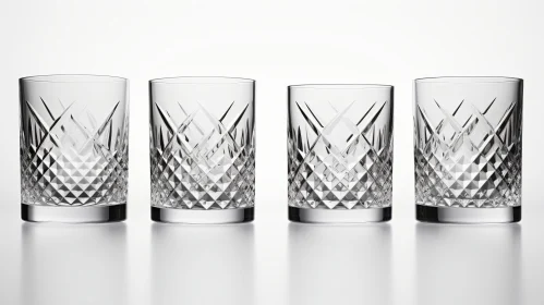 Elegant Crystal Glasses on White Background