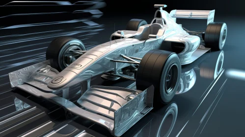 Formula 1 Racing Car on Reflective Surface