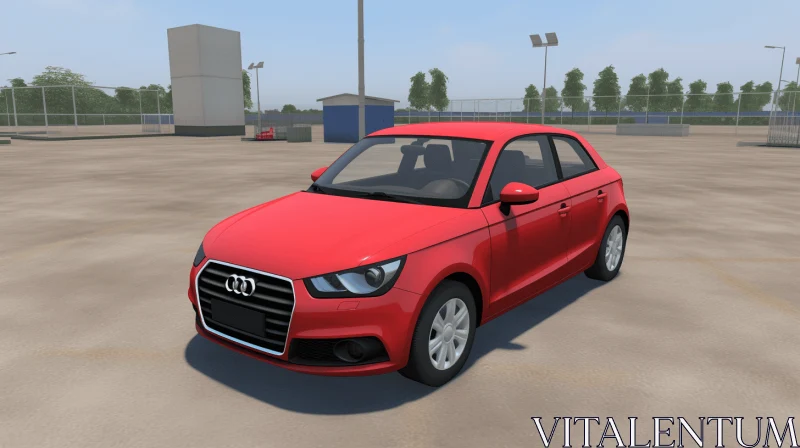 Red Audi Car Simulator - Realistic Urban Scene | Flat Shading AI Image
