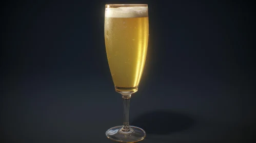 Beer Filled Champagne Flute 3D Render