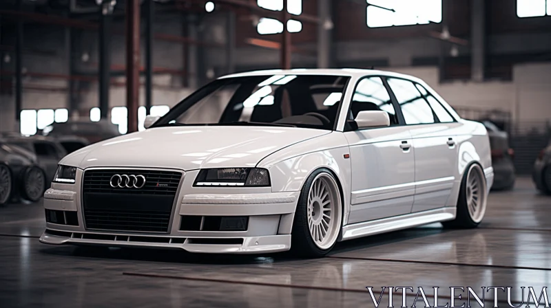 AI ART Captivating White Audi S4 in Garage | Character Design Emphasized
