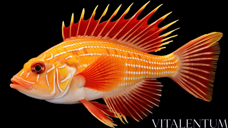 Orange and Yellow Fish against Black Backdrop AI Image