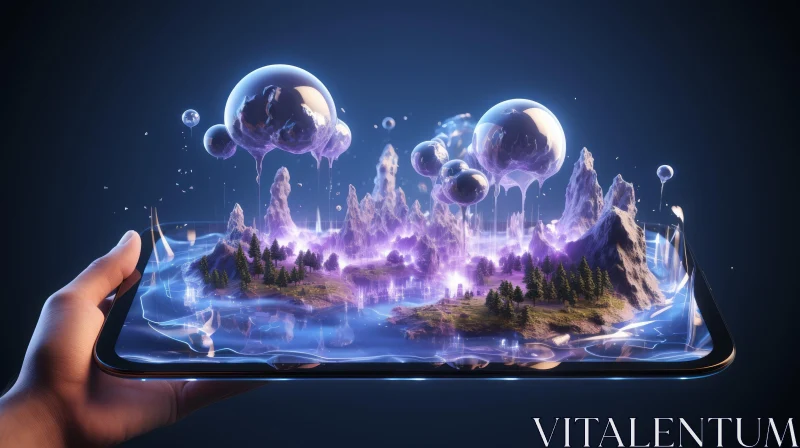Enchanting Surreal Landscape with Glowing Crystals AI Image