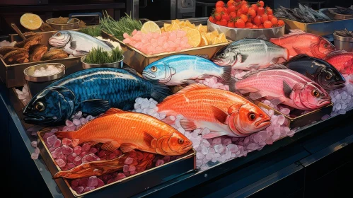 Fresh Seafood Variety at Fish Market