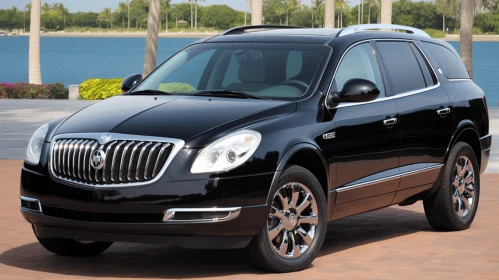 Black Buick Enclave SUV on Grass | Phoenician Art Style
