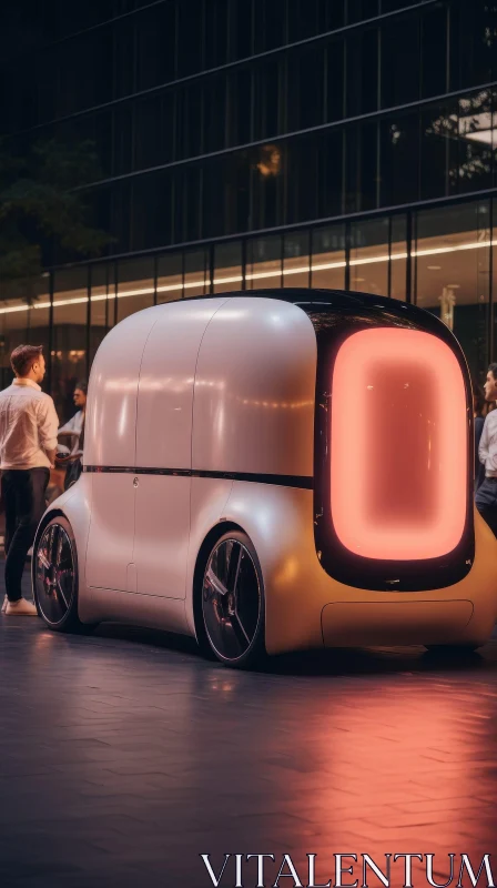 AI ART Futuristic Self-Driving Electric Car in Urban Setting