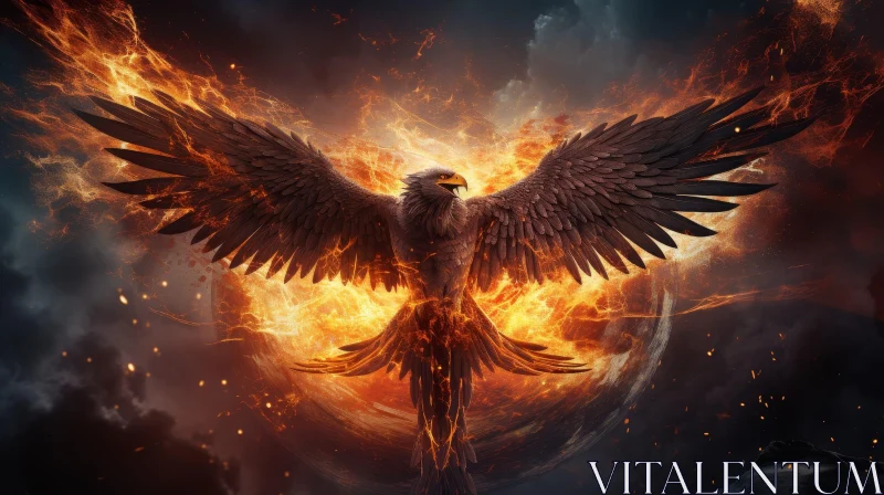 Majestic Phoenix Rising | Dark Fantasy Illustration AI Image