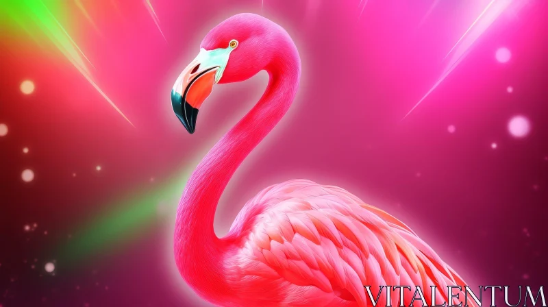 Pink Flamingo in Nature - Artistic Image AI Image
