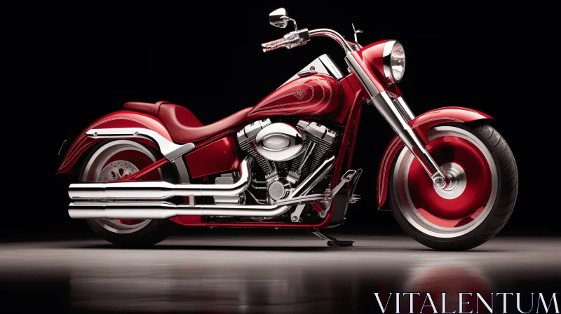 Red Motorcycle with Chrome Details | Artistic Image AI Image