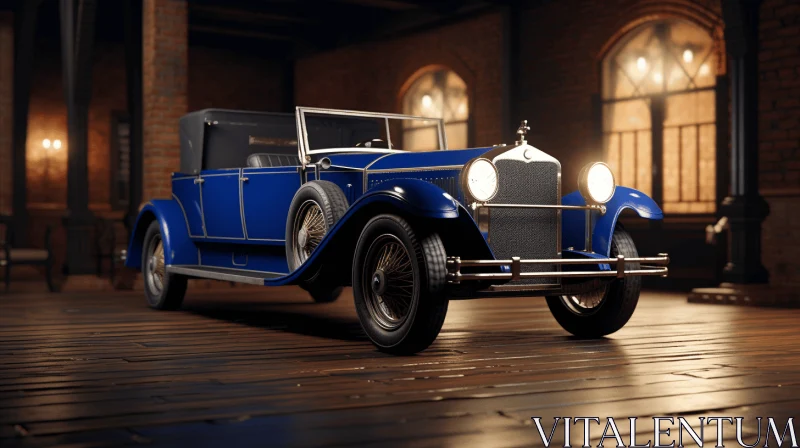 Blue Vintage Car in Opulent Room | Unreal Engine Rendering AI Image