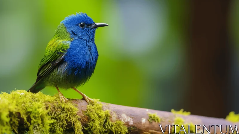 Colorful Bird Perched on Mossy Branch - Art of Tonga AI Image
