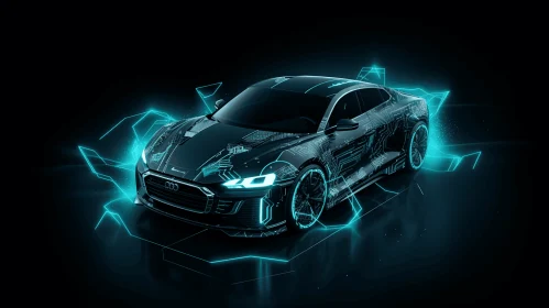 Futuristic Car with Glowing Lights | Energy-Filled Illustration