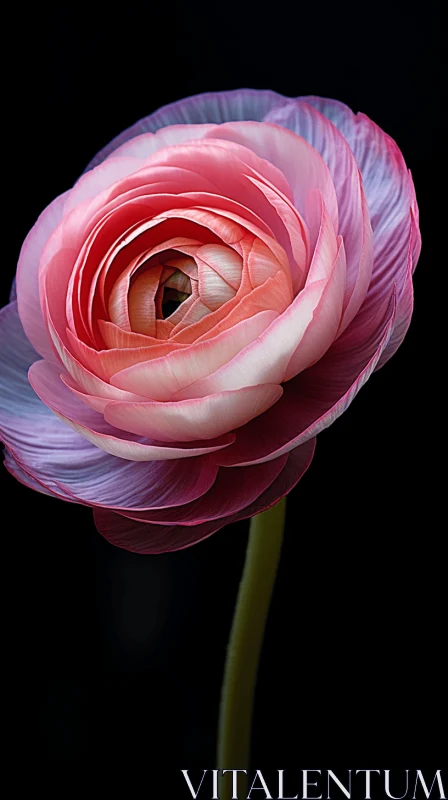 Pink Flower on Black Background: A Mesmerizing Nature Study AI Image