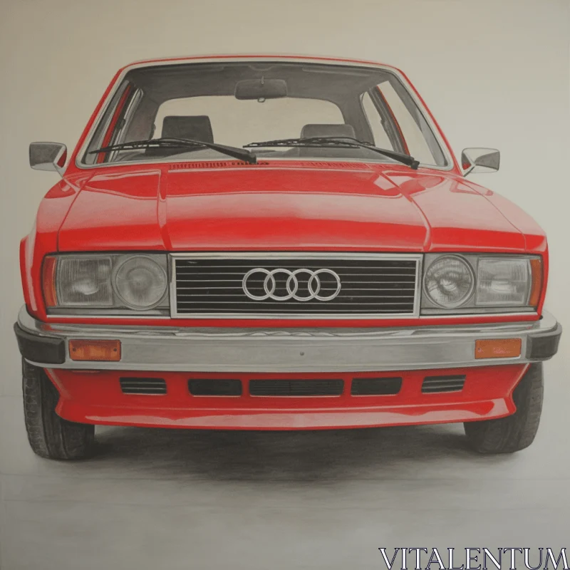 Captivating Audi A4 Drawing: Fine Art Print in Red and Amber AI Image