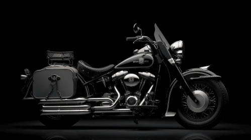Black Motorcycle on Dark Background: Bold American Iconography