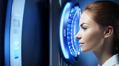 Futuristic Biometric Scanner Portrait