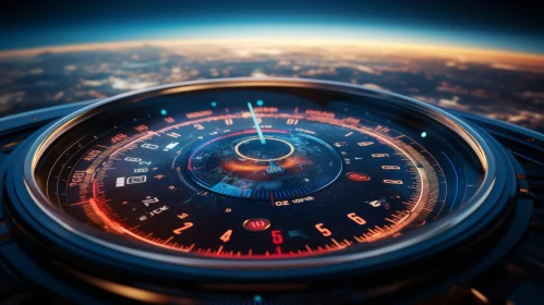 Futuristic Spaceship Speedometer Display