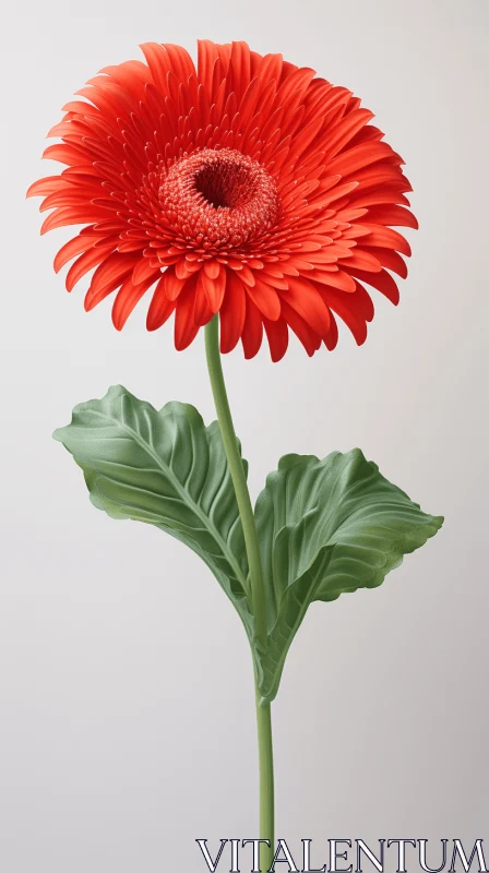 3D Model of Red Gerber Flower - Realistic and Colorful Illustration AI Image