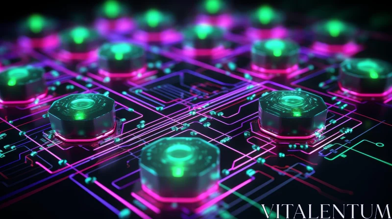 AI ART Futuristic Computer Chip 3D Illustration