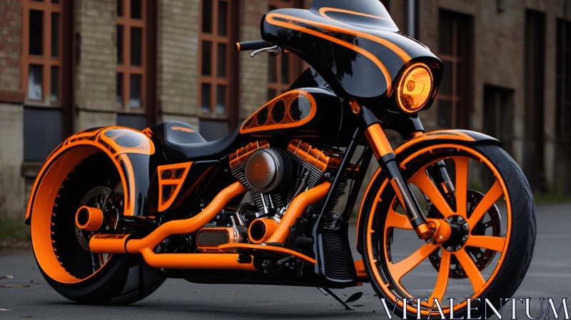 Black and Orange Motorcycle | Realistic Hyper-Detailed Renderings AI Image