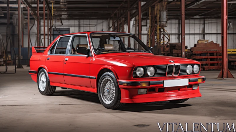 Captivating Red BMW E30 in Art Deco-inspired Setting AI Image