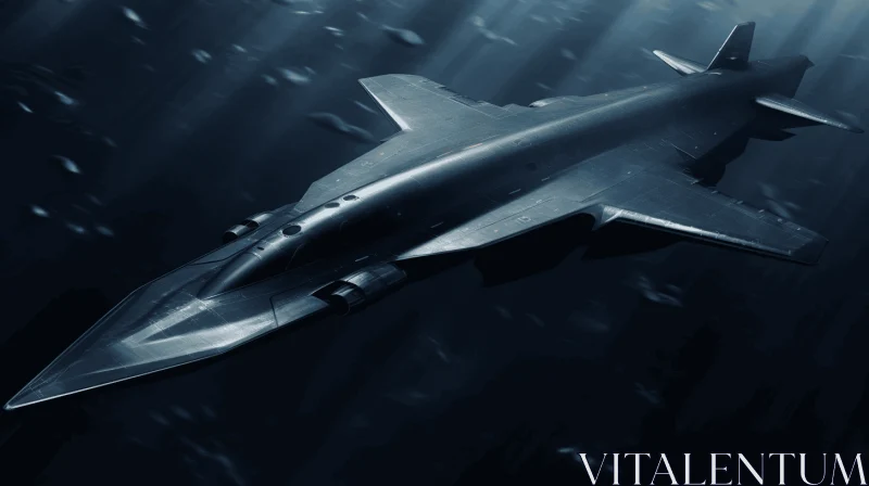 Futuristic Gothic Fighter Jet Underwater - Sci-fi Artwork AI Image