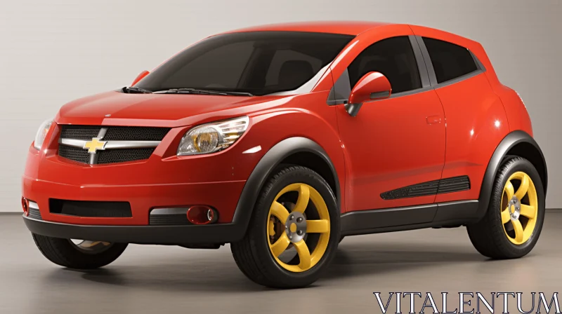Captivating Red SUV with Striking Yellow Wheels | Photorealistic Renderings AI Image