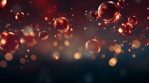 Dark Abstract Background with Red and Orange Bubbles