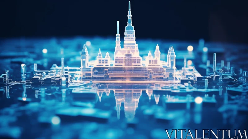 Futuristic Glass and Metal Cityscape with Skyscrapers AI Image